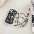Crossbody Blue Textured Leather Case Cover Iphone 11 12 13 14 15 16 Pro Max Plus