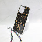 Lv Black Iphone Case Golden Monogram