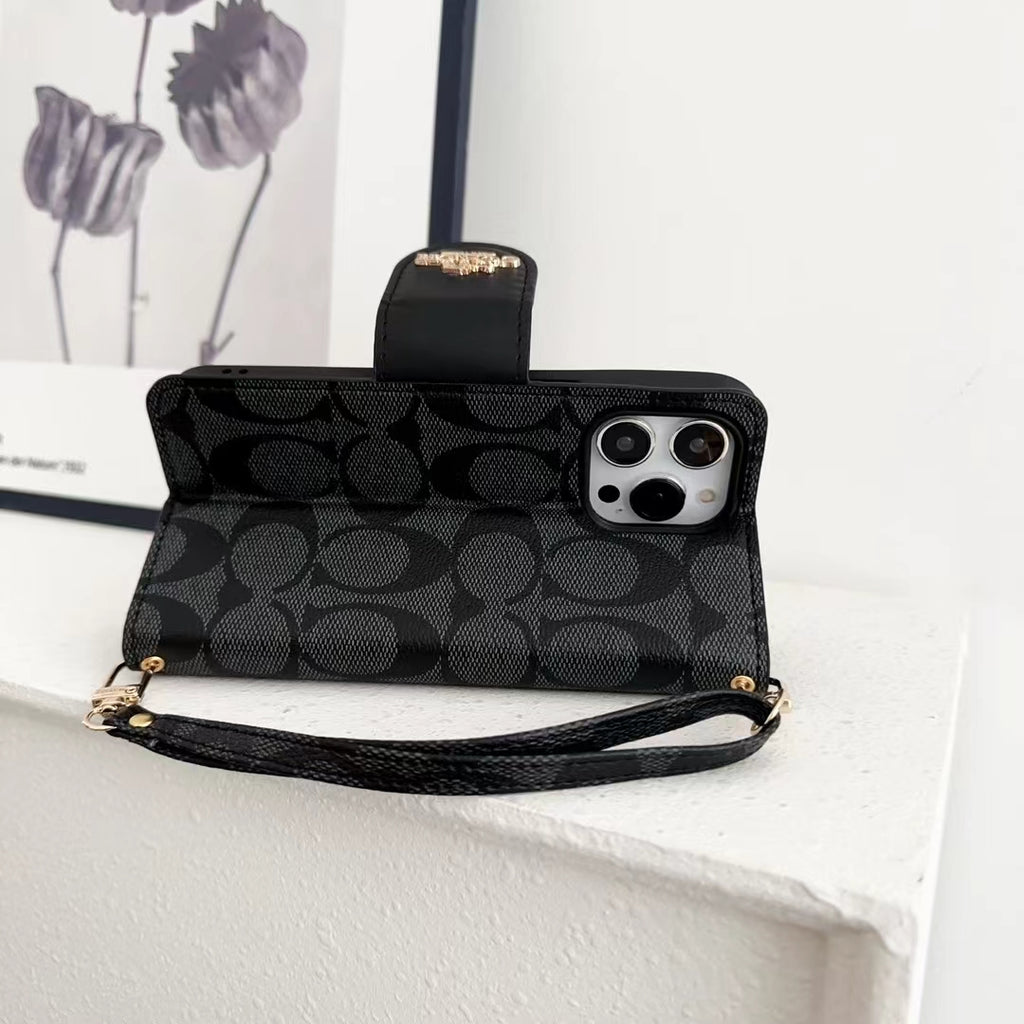 Designer Coach Phone Case Wallet Kickstand Style For Iphone 12 13 14 15 16 17 Pro Max Plus