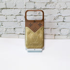 Glamour Accent Lv Leather Iphone Case For 17/ Pro / Pro Max / Air