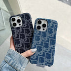 Dior Iphone Case Denim Fabric Design For Iphone 12 13 14 15 Pro / Pro Max / Plus