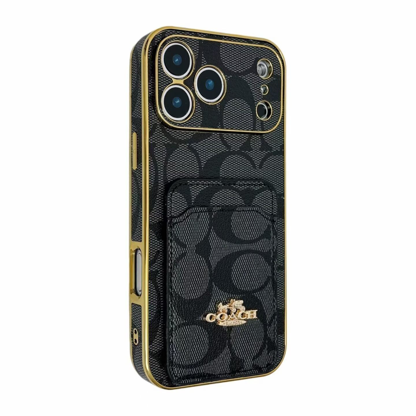 Electroplated Coach Card Holder Phone Case For Iphone 13-17 / Pro / Pro Max / Plus / Air