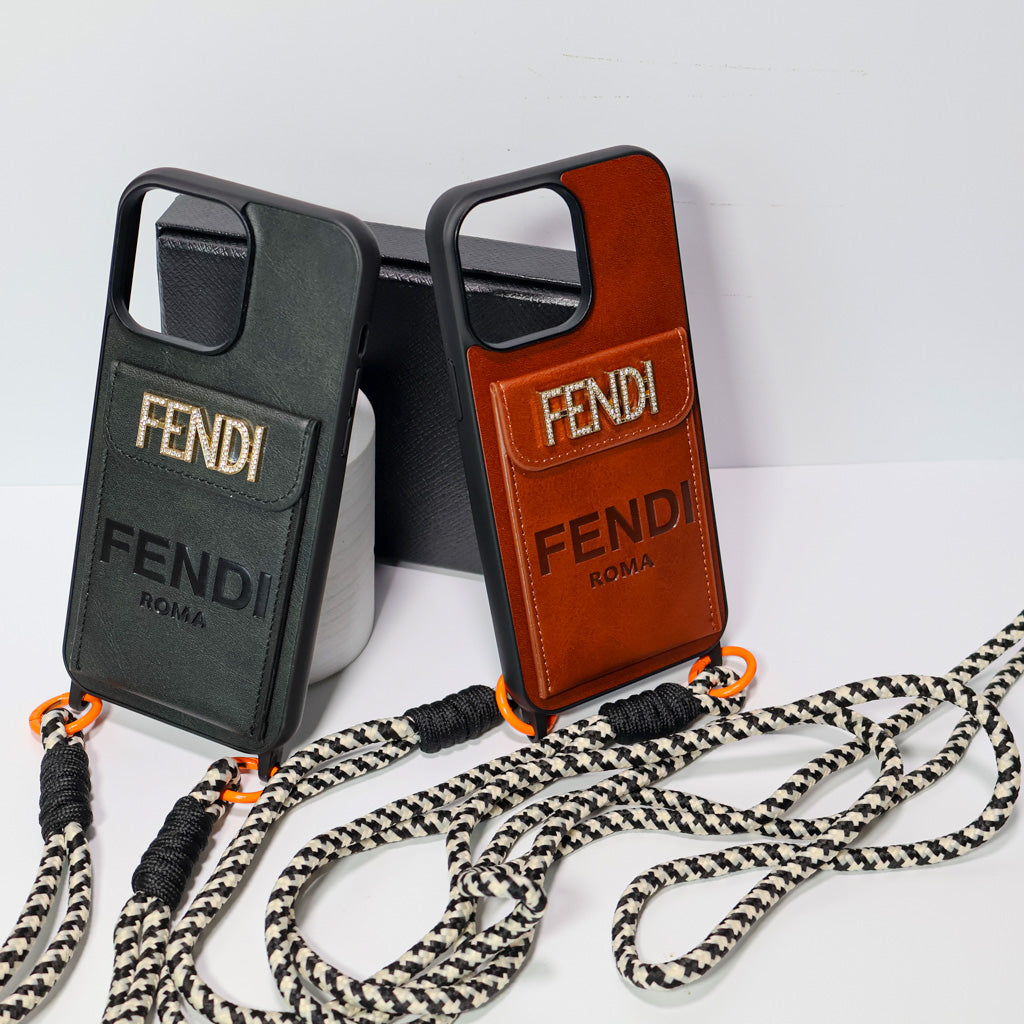 Fendi Card Holder Iphone Case Crossbody 12-16 Pro Max Plus