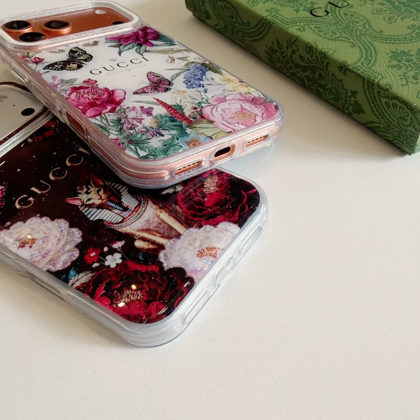 Gucci Clear Case Print Pattern Iphone 14-17 / Pro / Pro Max