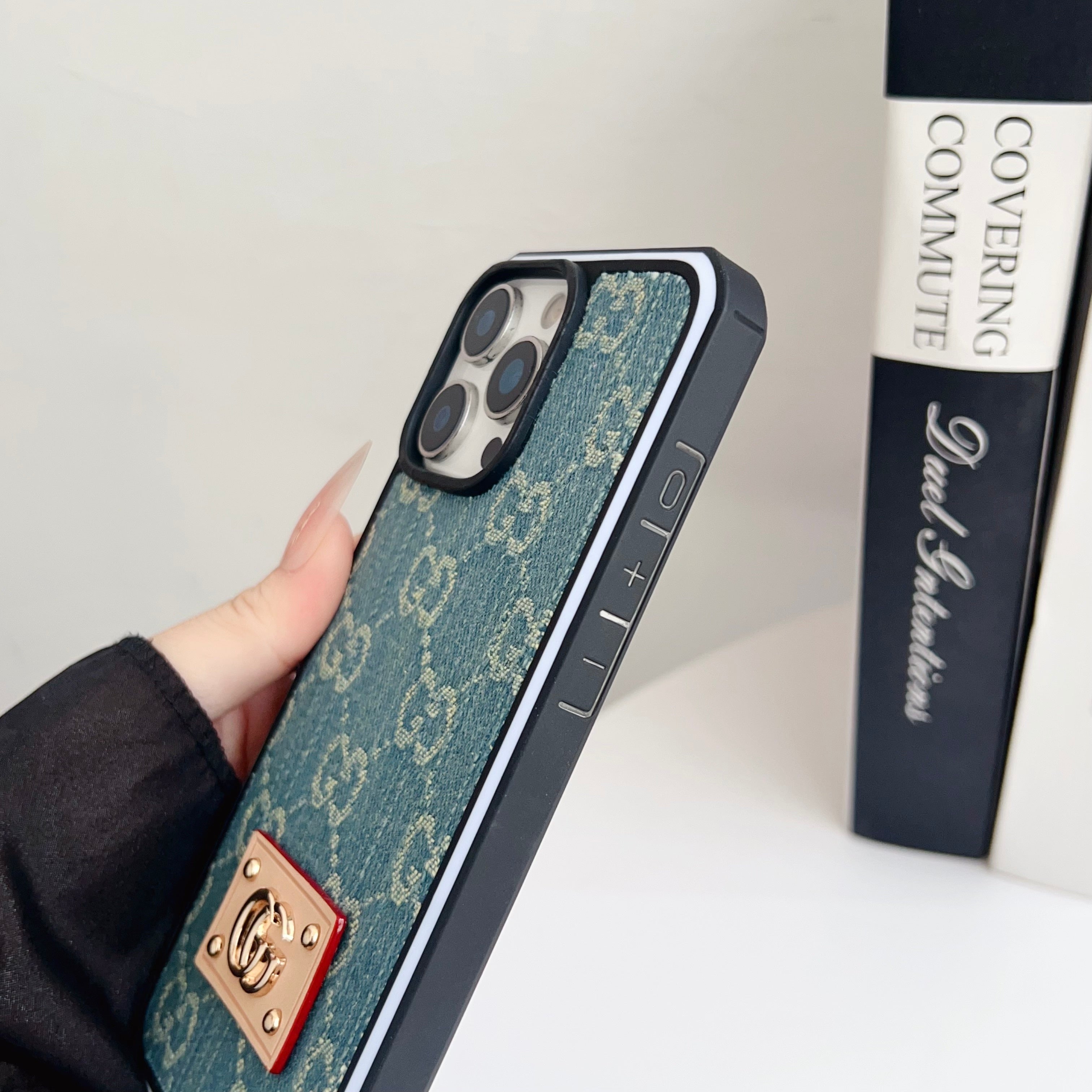 Gg Denim Iphone Case For 12-16 Pro Max