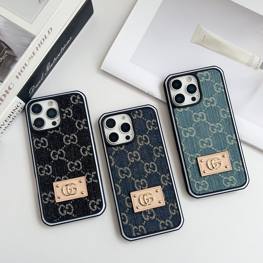 Gg Denim Iphone Case For 12-16 Pro Max