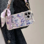 Gg Iphone Case Flower 3D Pattern Silk Chain For Iphone 12 13 14 15 Pro Max Plus