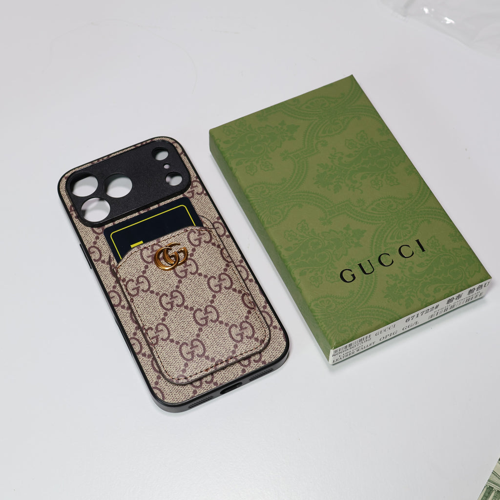 Gg Phone Case With Card Holder For 17 Series