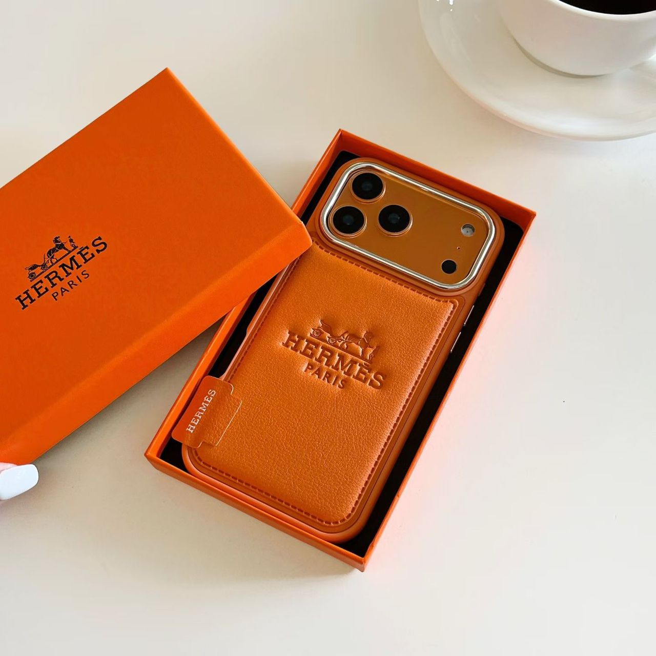 H Stamped Leather Phone Case For 13-17 / Pro / Pro Max