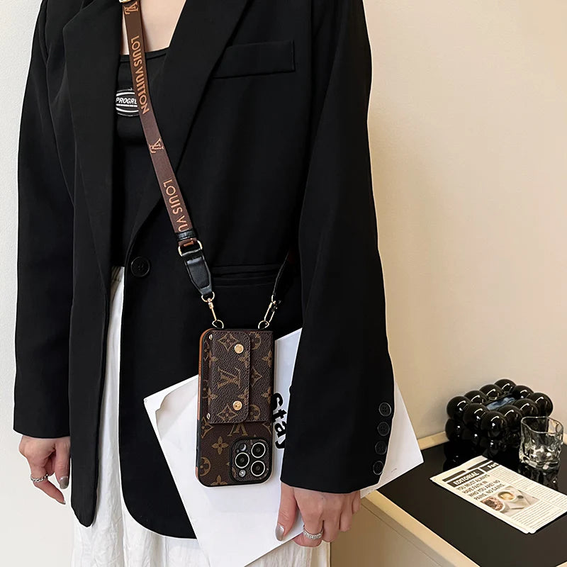 Luxury Phone Wallet Crossbody Style Lanyard For Iphone 12 – 16 Pro Max Plus Series