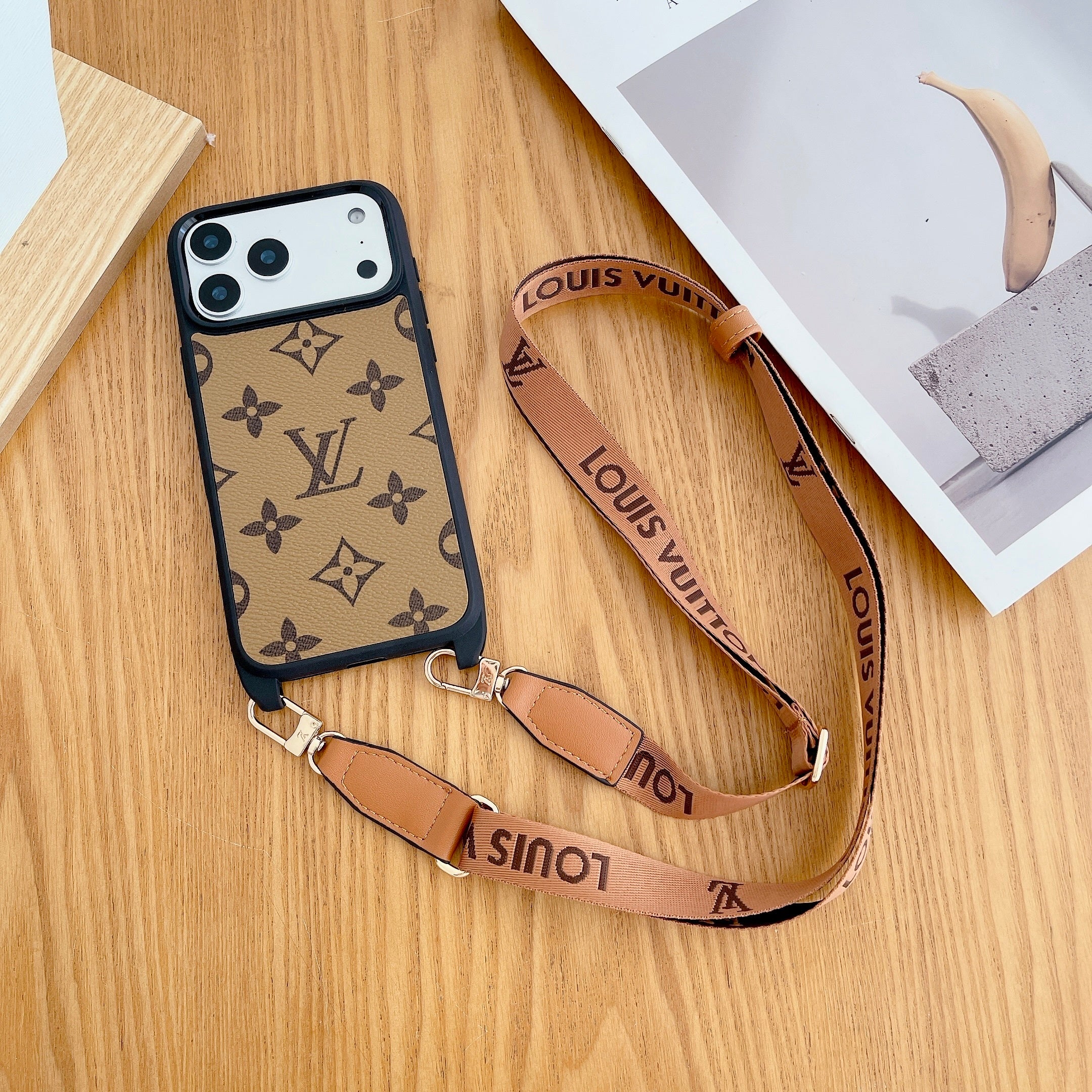 Lv Classic Monogram Iphone Case Crossbody For 13-17 / Pro / Pro Max