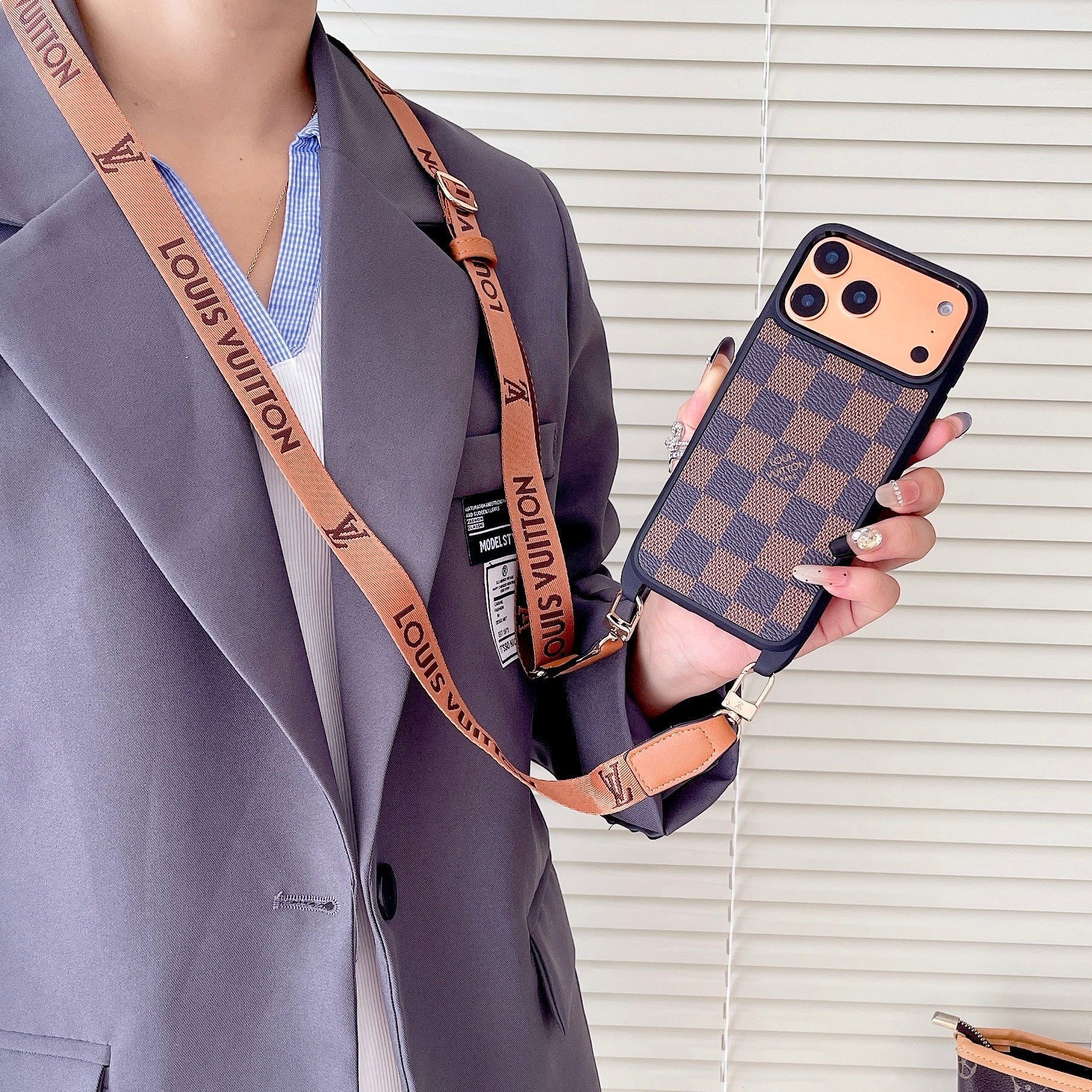 Lv Classic Monogram Iphone Case Crossbody For 13-17 / Pro / Pro Max