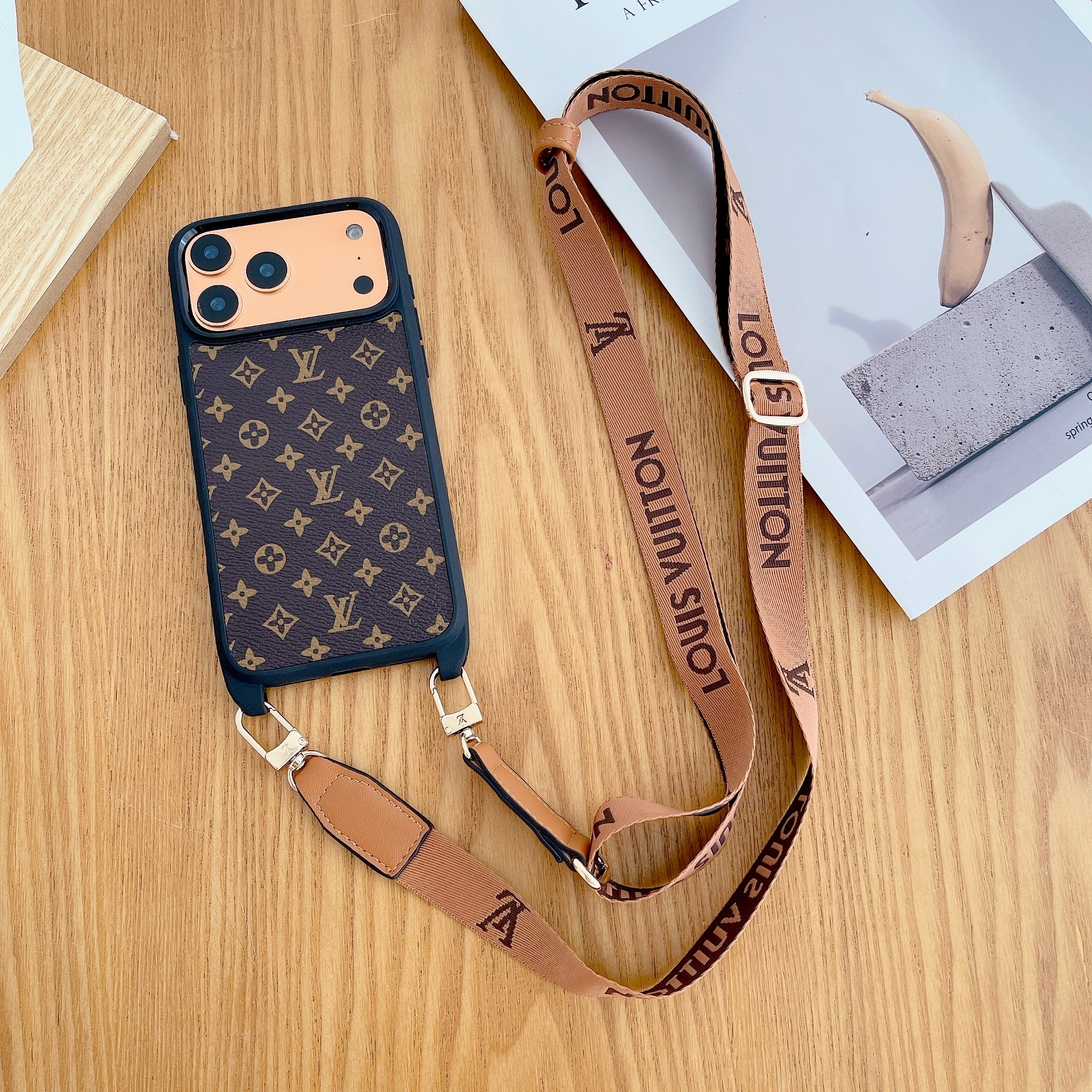 Lv Classic Monogram Iphone Case Crossbody For 13-17 / Pro / Pro Max