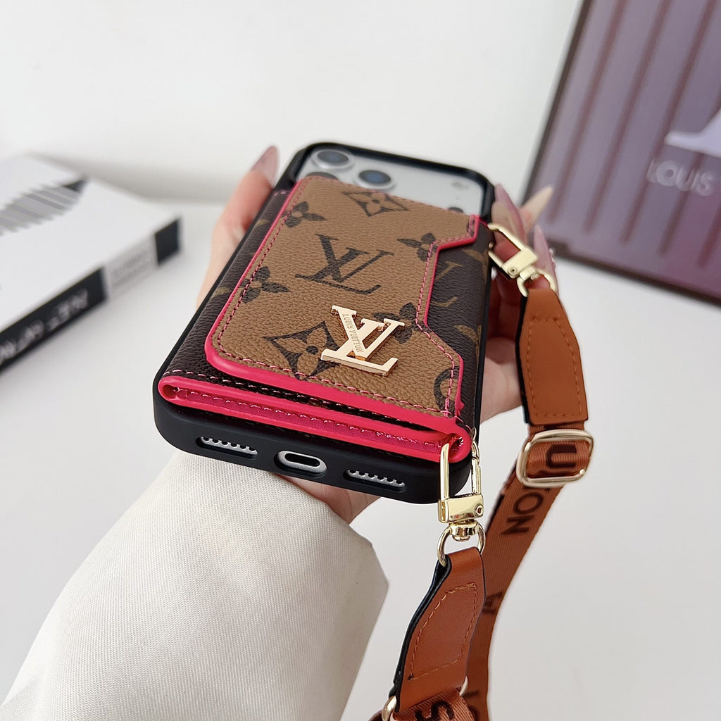 Multicolor Lv Monogram Crossbody Wallet Case For 13-17 / Pro / Pro Max
