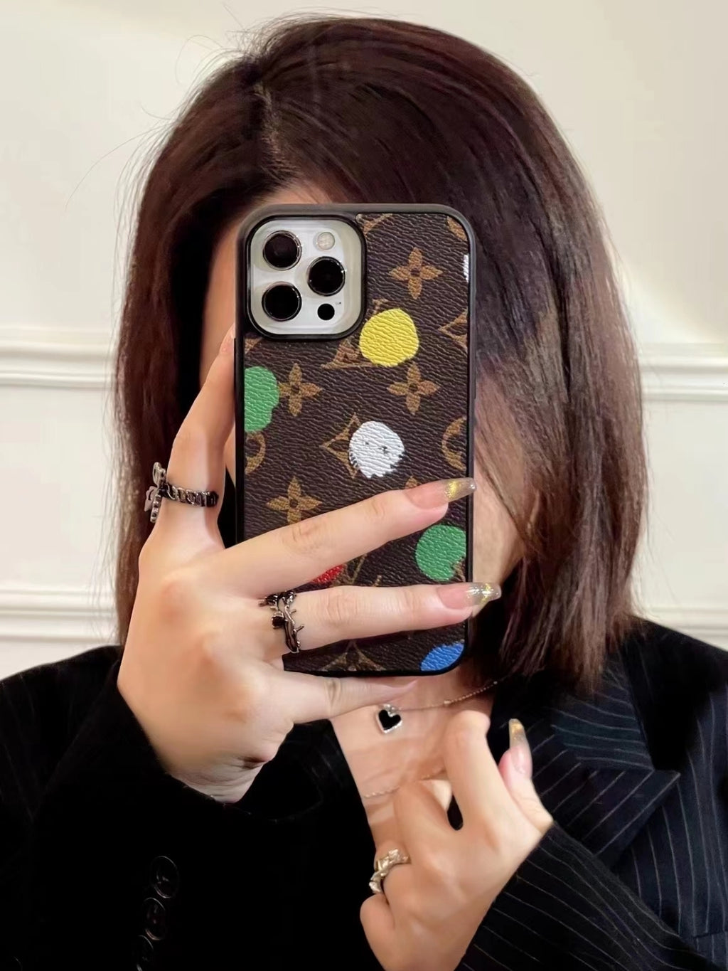 Lv Iphone Case Paint Spots Design For 11 12 13 14 Pro Max