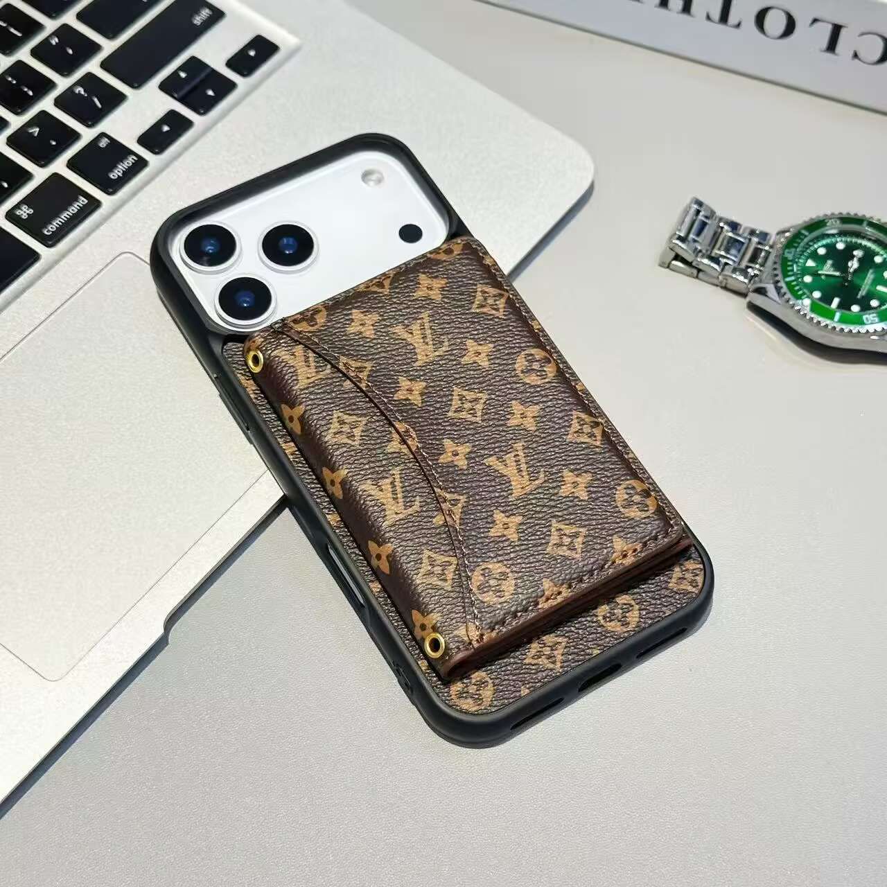 Luxury Card Holder Wallet Lv Style Iphone 17 Series Phone Case