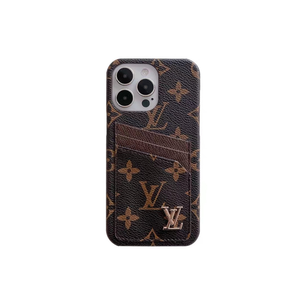 Lv Iphone Case Card Slot Accent Color For 11 12 13 14 15 16 Pro Max Plus Series