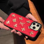 Luxury Golden Monogram Leather Iphone Case
