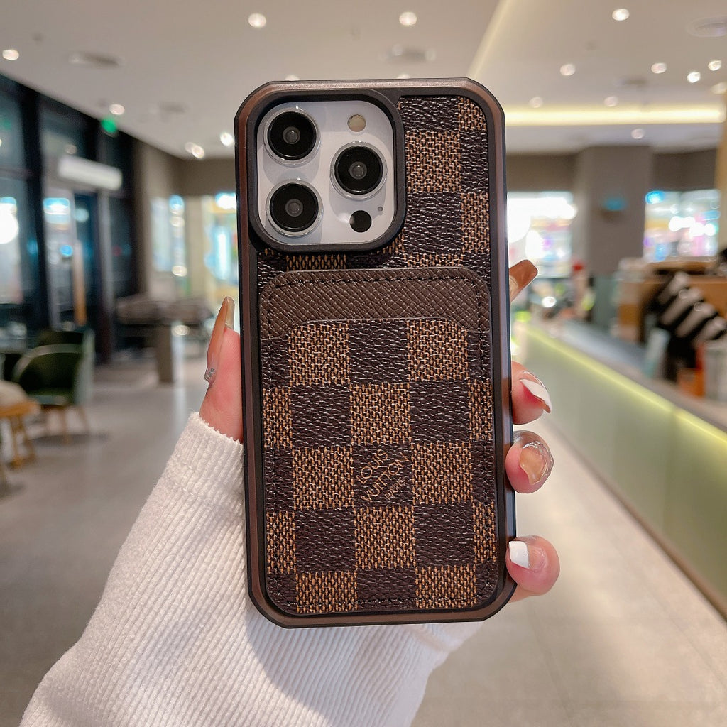 Lv Phone Case Card Holder Fashion Leather For Iphone 12 13 14 15 Pro Max Plus