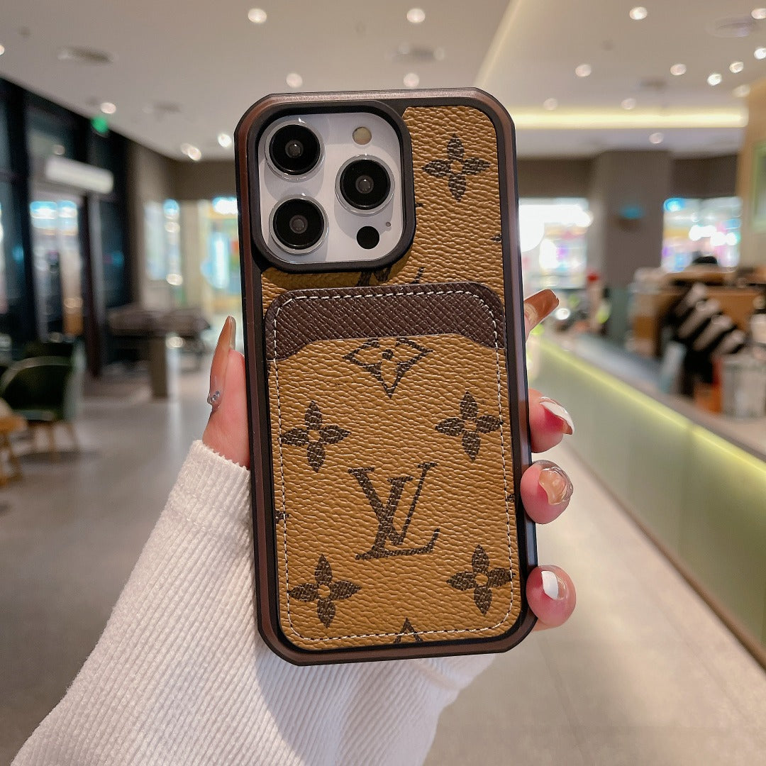 Lv Phone Case Card Holder Fashion Leather For Iphone 12 13 14 15 Pro Max Plus