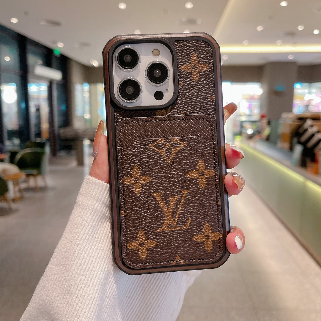Lv Phone Case Card Holder Fashion Leather For Iphone 12 13 14 15 Pro Max Plus