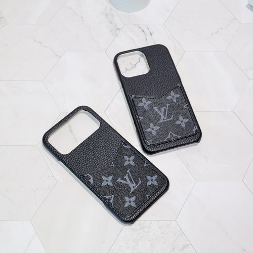 Black Monogram Lv Iphone Case For 12-17 Series