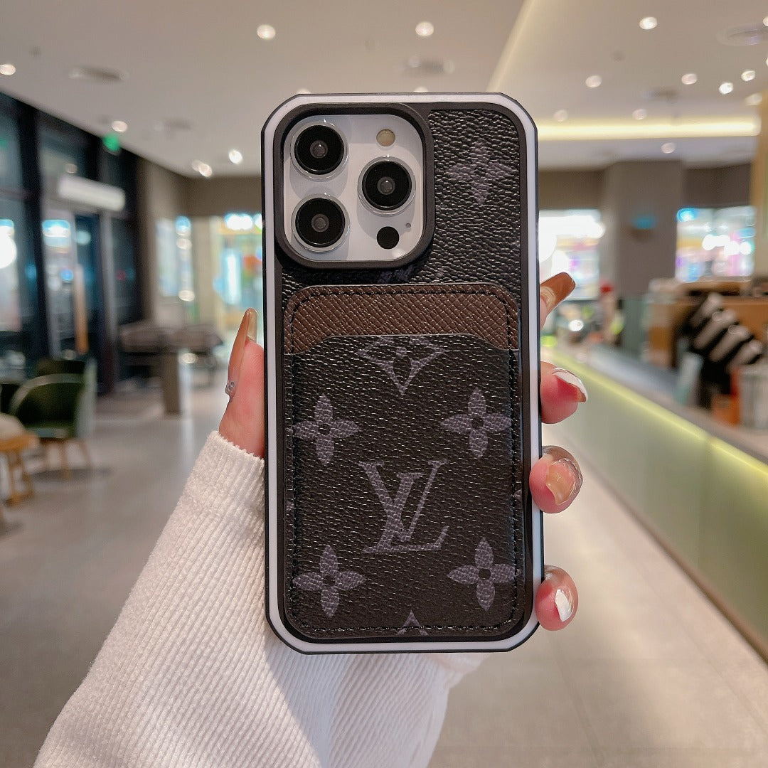 Lv Phone Case Card Holder Fashion Leather For Iphone 12 13 14 15 Pro Max Plus