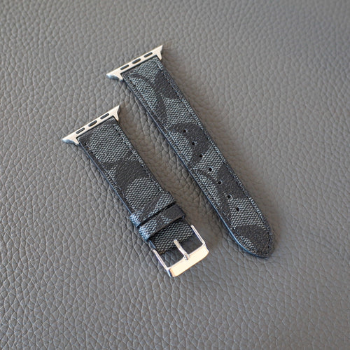 Coach Band For Apple Watch Black Pattern Leather
