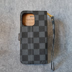 Lv Designer Case Iphone 11 12 13 14 15 16 Pro Max Plus / Black Checkered