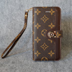 Lv Iphone Folio Wallet Case For 11 12 13 14 15 16 Pro Max Plus / Brown Monogram
