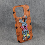 Mc Phone Case Embroidery Rabbit For Iphone 12 13 14 15 Pro Max Plus