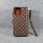 Fashion Lv Wallet Iphone Case Zip Kickstand Function For Iphone 12 13 14 15 16 Pro Max Plus