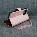 Luxury Lv Wallet Iphone Case Zip Kickstand Function For Iphone 12 13 14 15 16 Pro Max Plus (Pink)