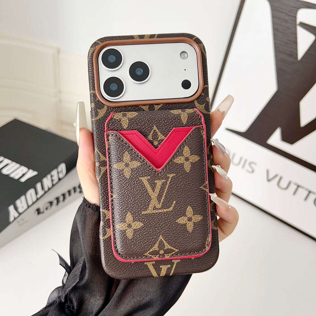 Magnet Card Holder Lv Iphone Case For 13-17 / Pro / Pro Max