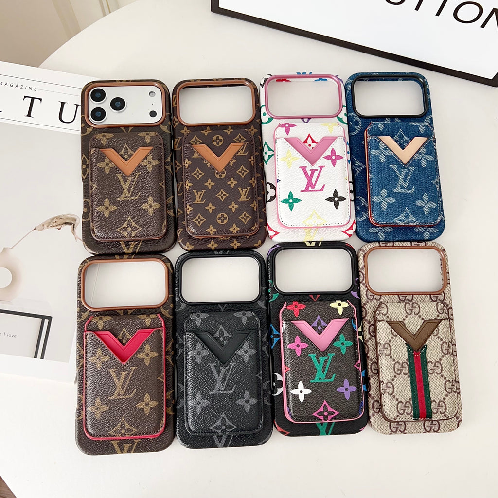 Magnet Card Holder Lv Iphone Case For 13-17 / Pro / Pro Max
