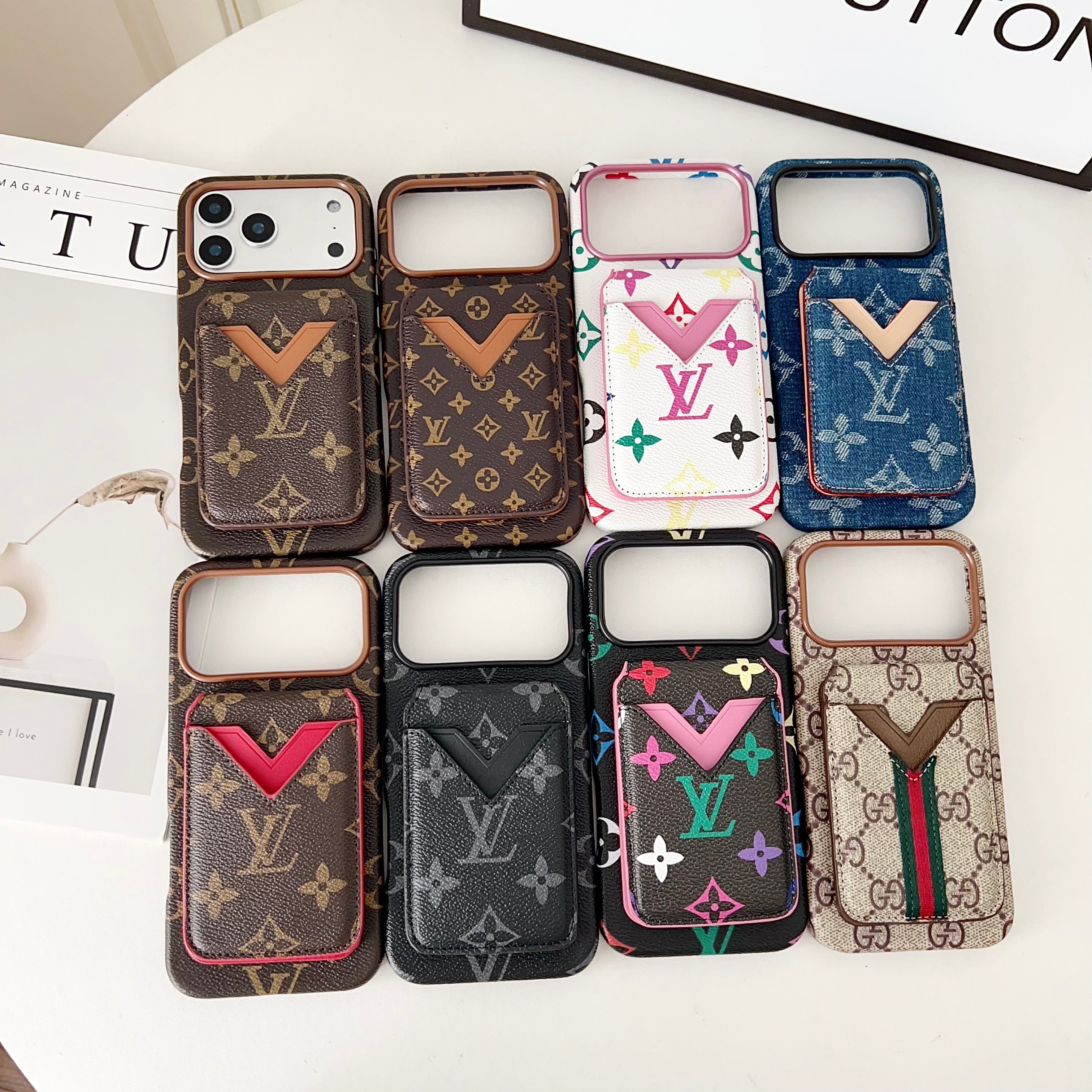 Magnet Card Holder Lv Iphone Case For 13-17 / Pro / Pro Max