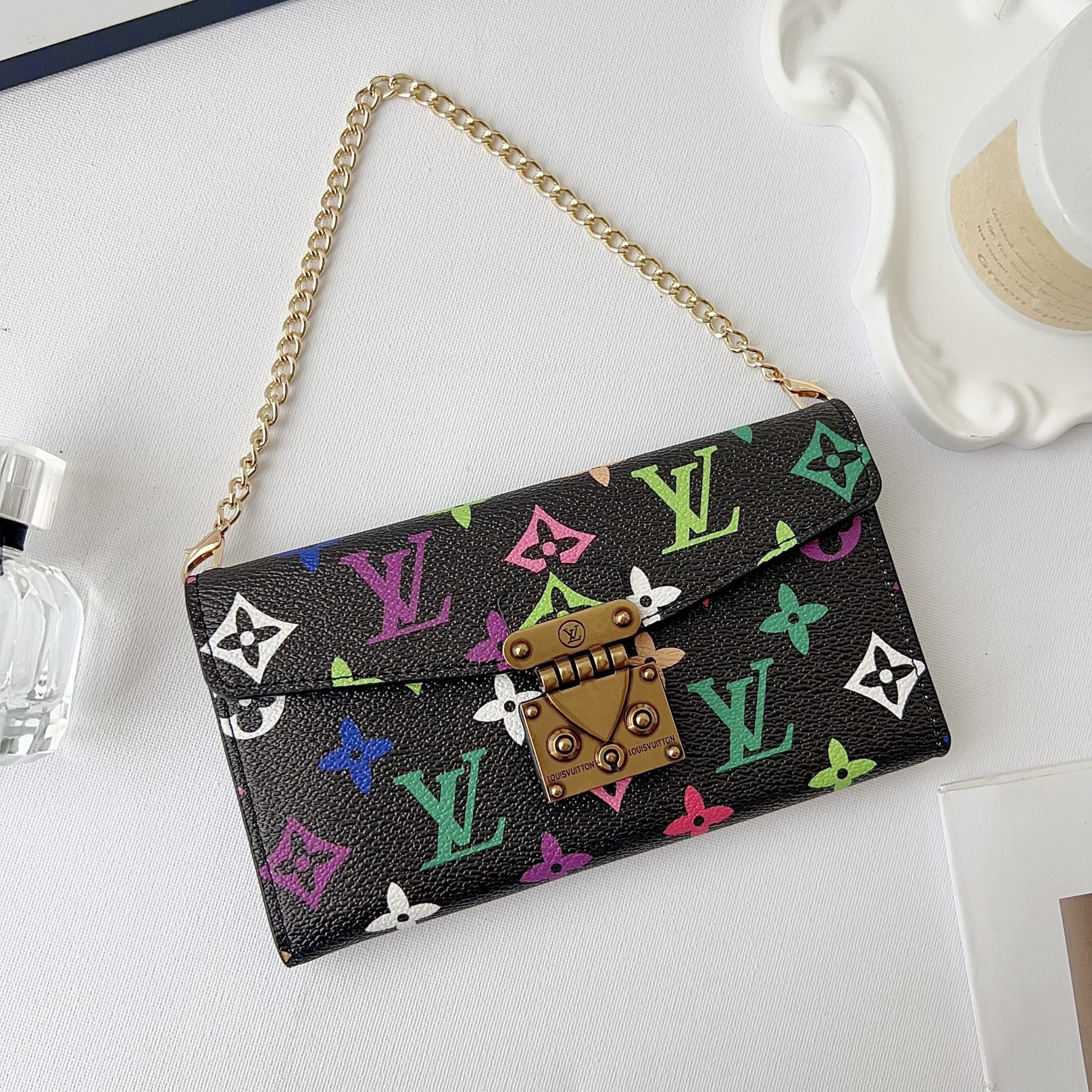 Multicolor Lv Style Crossbody Case Wallet For 13-17 / Pro / Pro Max