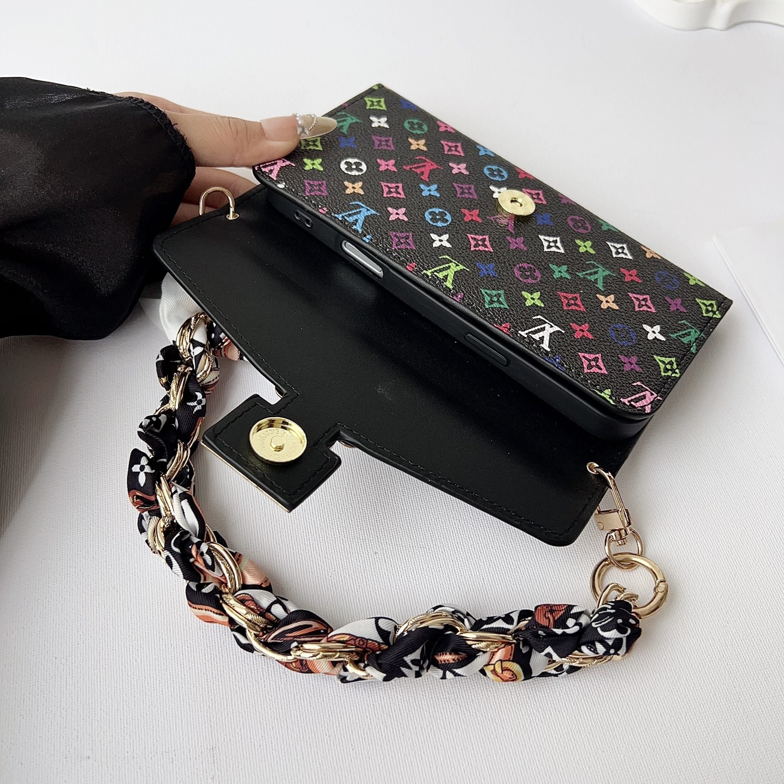Multicolor Lv Style Crossbody Case Wallet For 13-17 / Pro / Pro Max