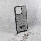 Prada Rhinestone Phone Case For Iphone 12 13 14 15 Pro Max Plus
