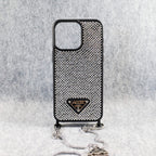 Prada Rhinestone Phone Case For Iphone 12 13 14 15 Pro Max Plus