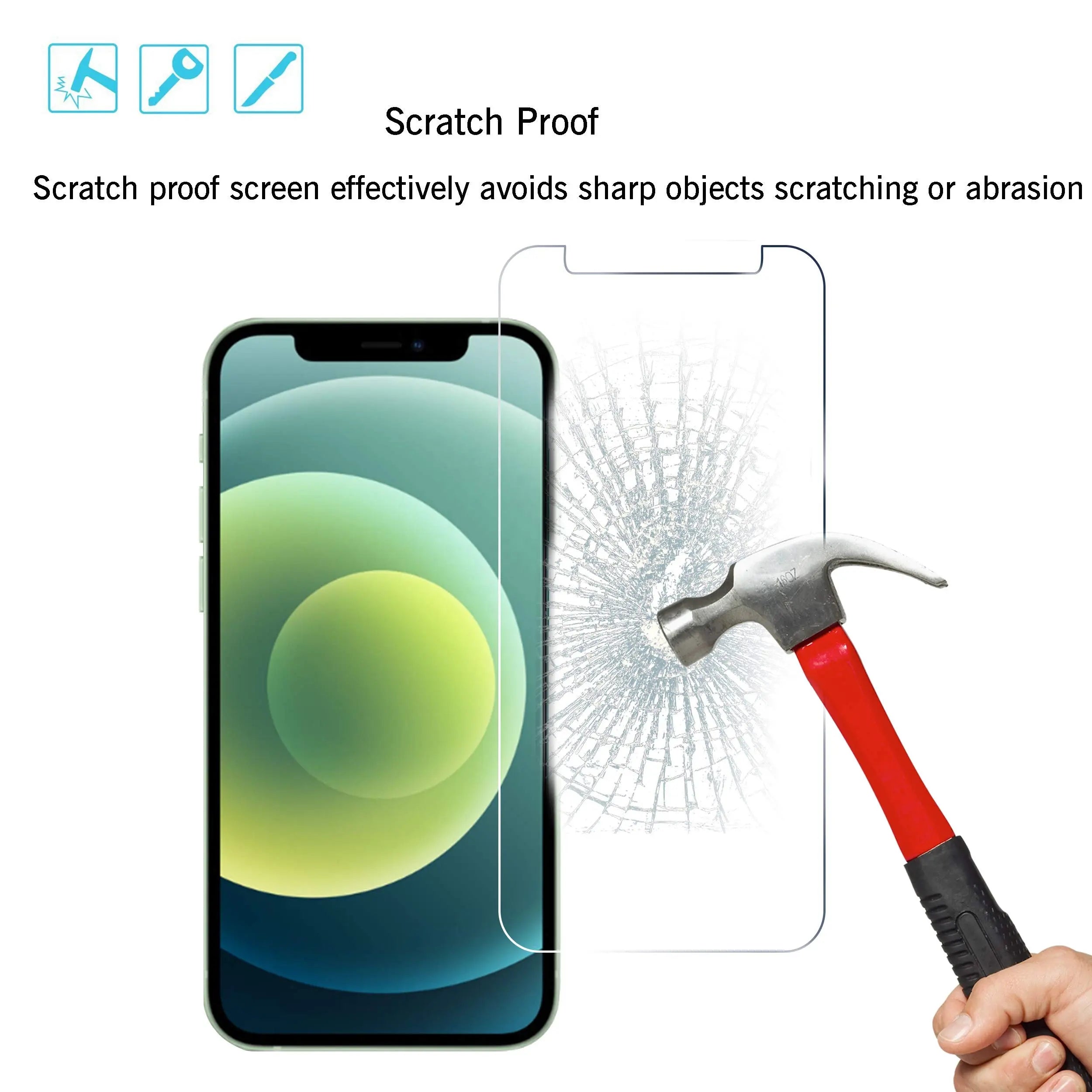 Tempered Glass Screen Protector For Iphone 11 12 13 14 15 16 Pro Max Plus Series (3Pcs)
