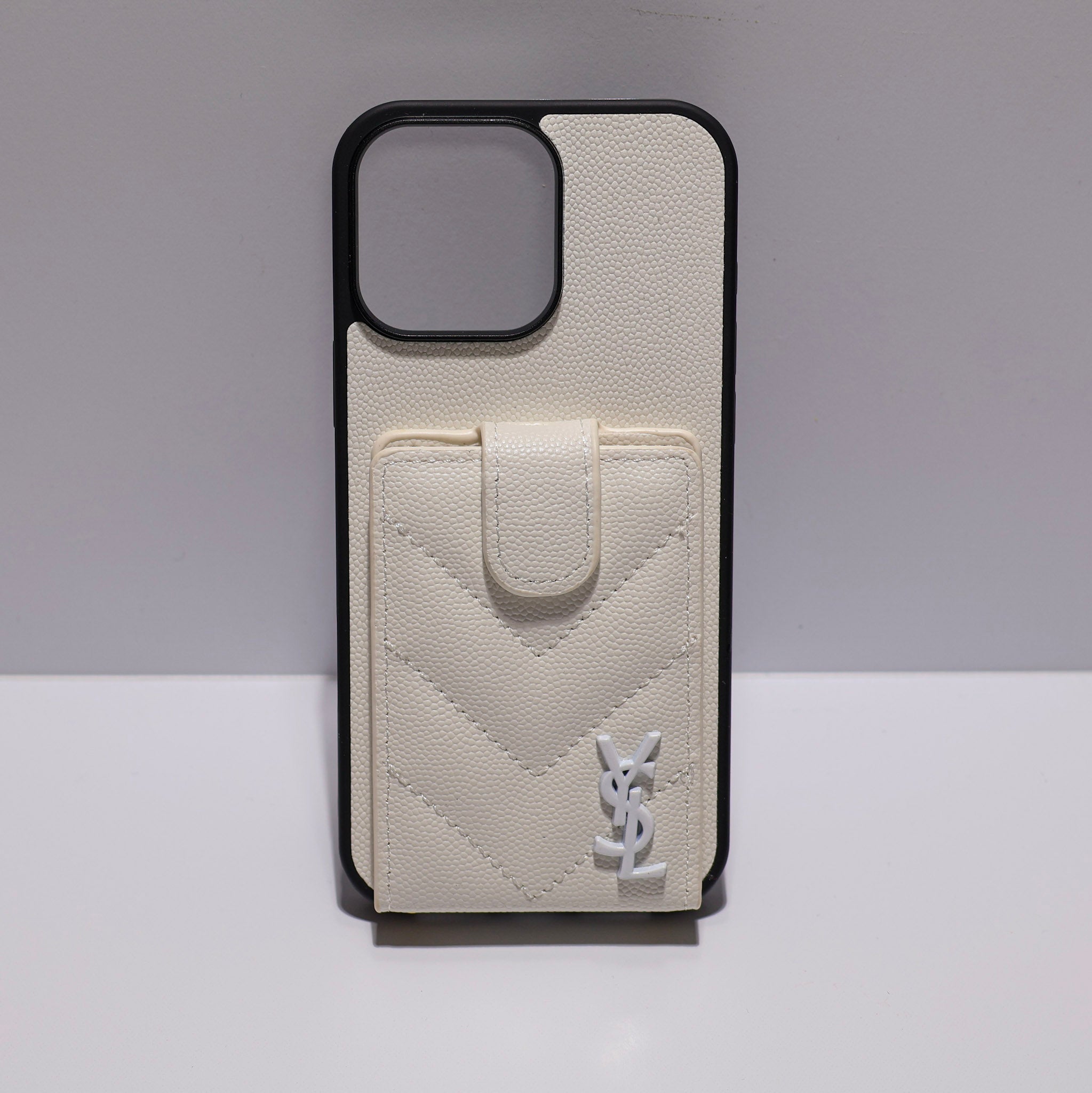 Iphone Case Ysl Leather Card Holder For 12 13 14 15 16 Pro Max Series