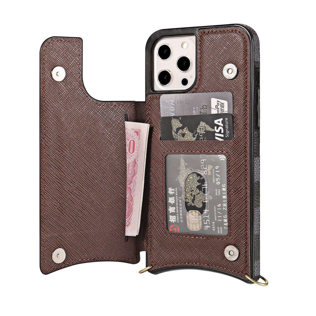Crossbody Phone Case Designer Checkered Leather For Iphone 11 12 13 14 Pro Max