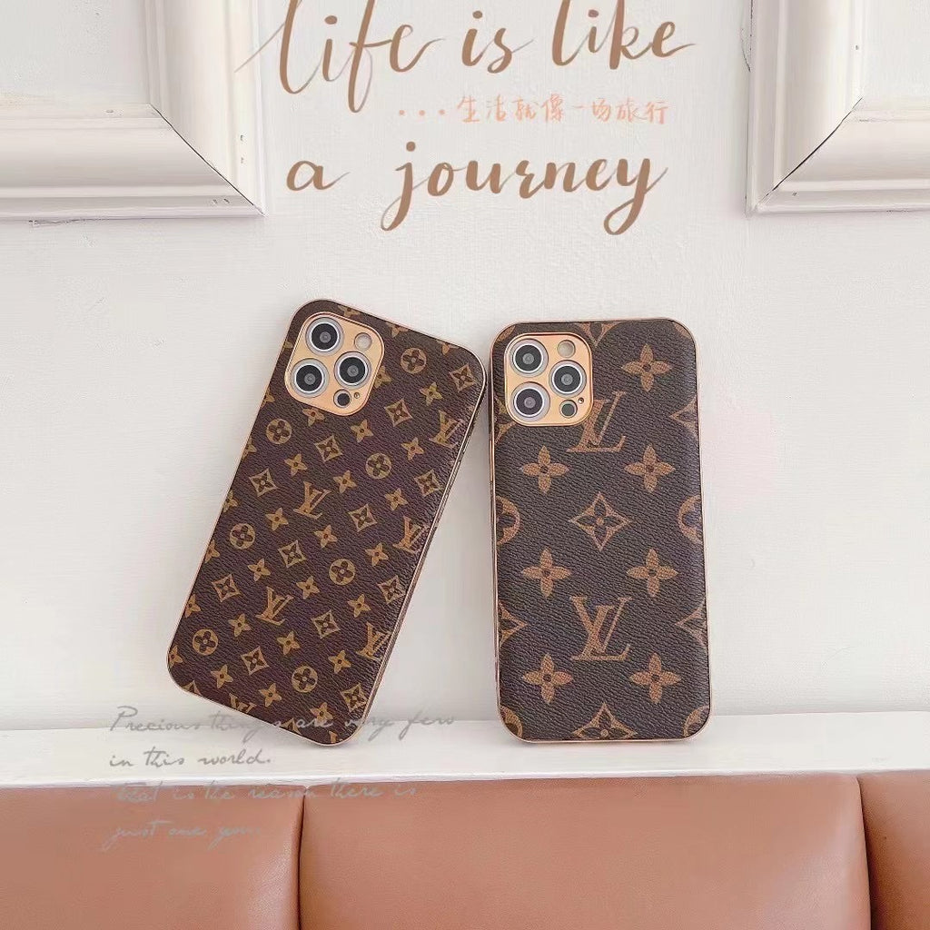 Lv Monogram Iphone Case Brown Pattern 11 12 13 14 15 16 Series