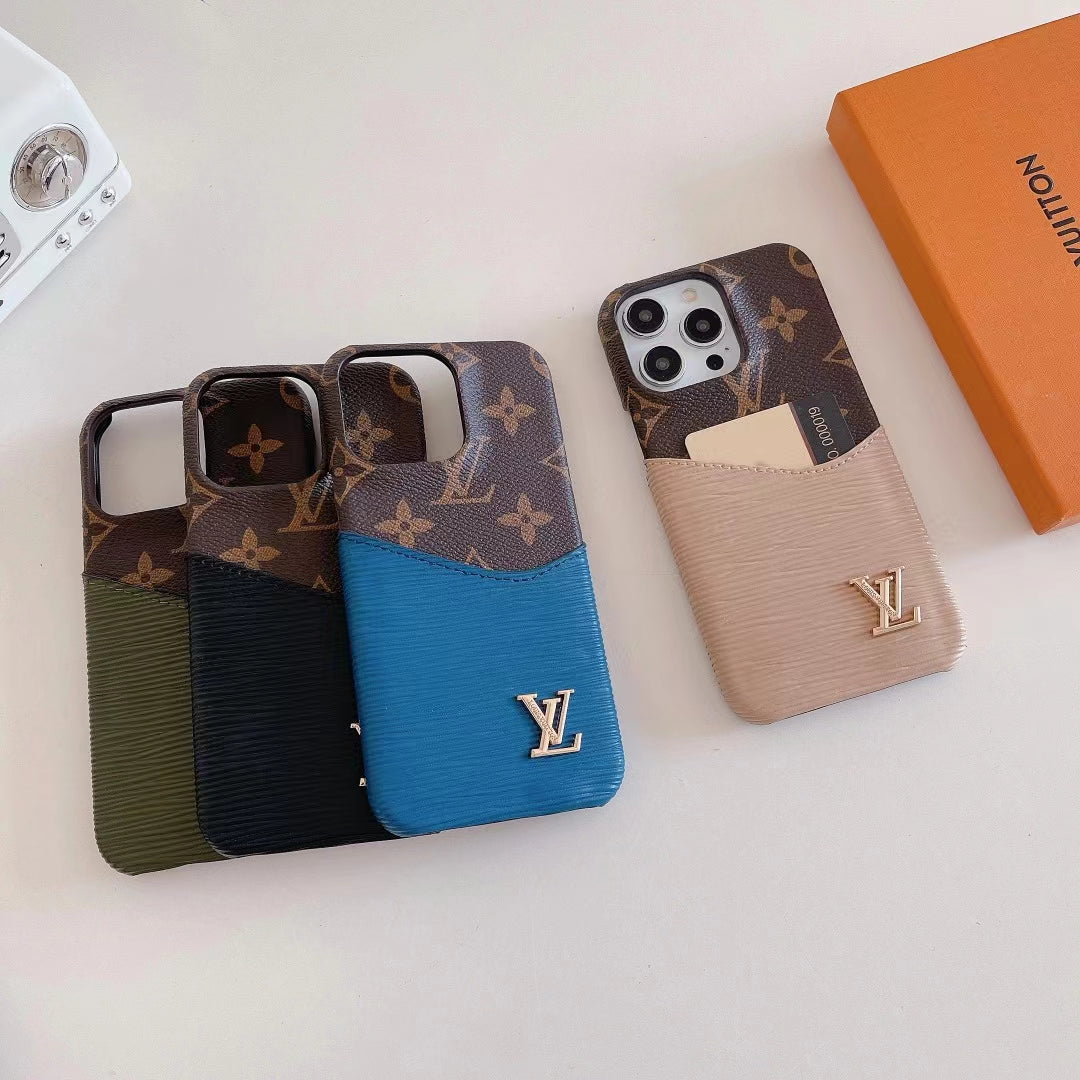 Luxury Lv Phone Case Colored Card Holder Patch Iphone 16 Pro Max Plus Series